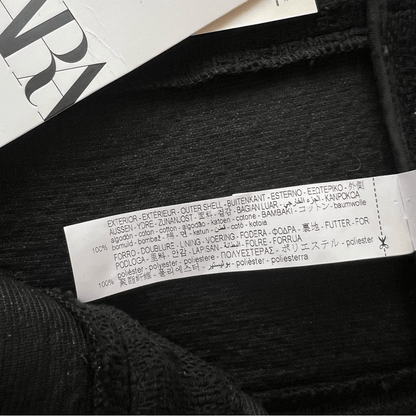 ZARA Textured Tweed Midi Skirt with Slit Gold Buttons NEW Size XL