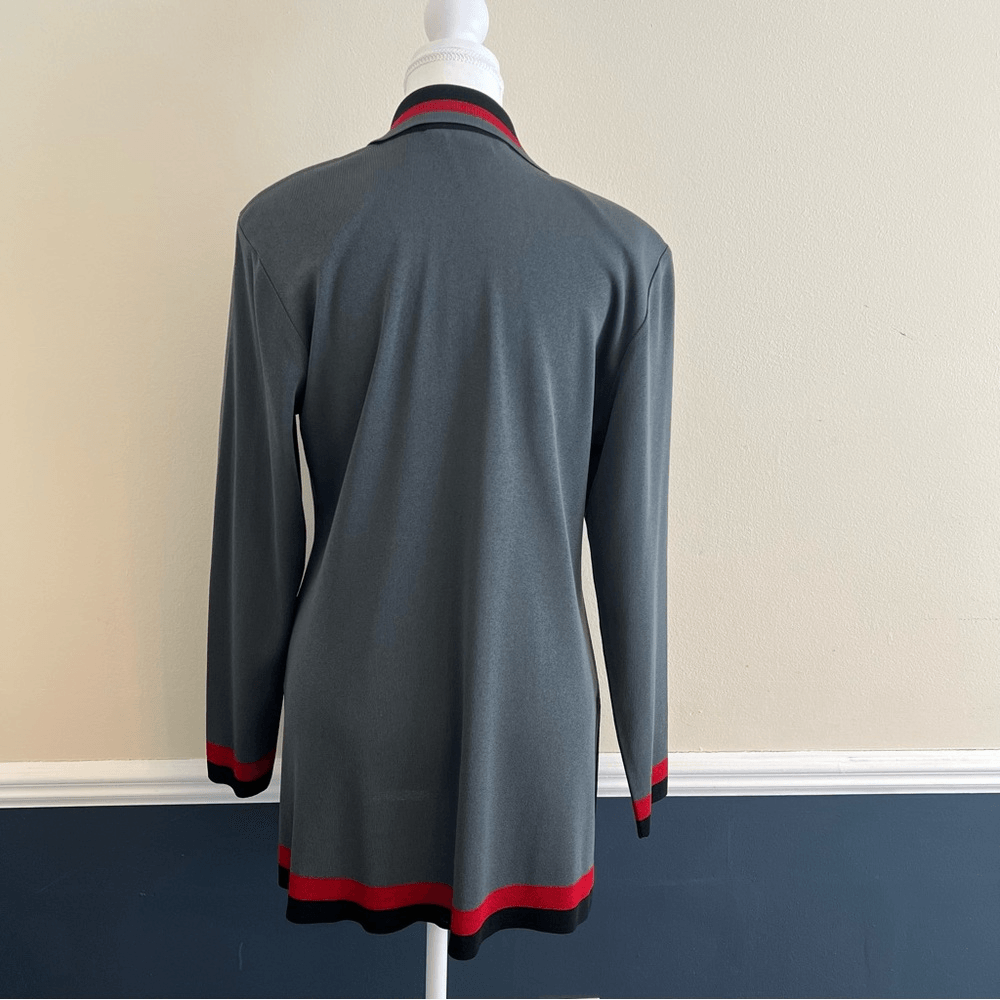 Exclusively Misook Open Front Cardigan Sweater in Gray Size Small