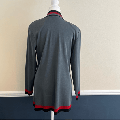 Exclusively Misook Open Front Cardigan Sweater in Gray Size Small