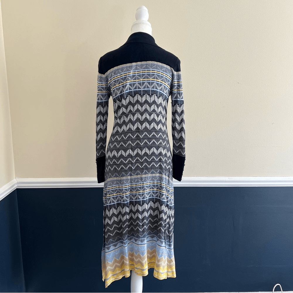 TED BAKER Holliis Chevron Sweater Knit Collared Polo Midi Dress