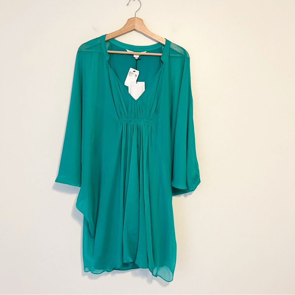 Diane von Furstenberg Fleurette Silk Dolman Sleeve Tunic Dress Mini NEW Size 8