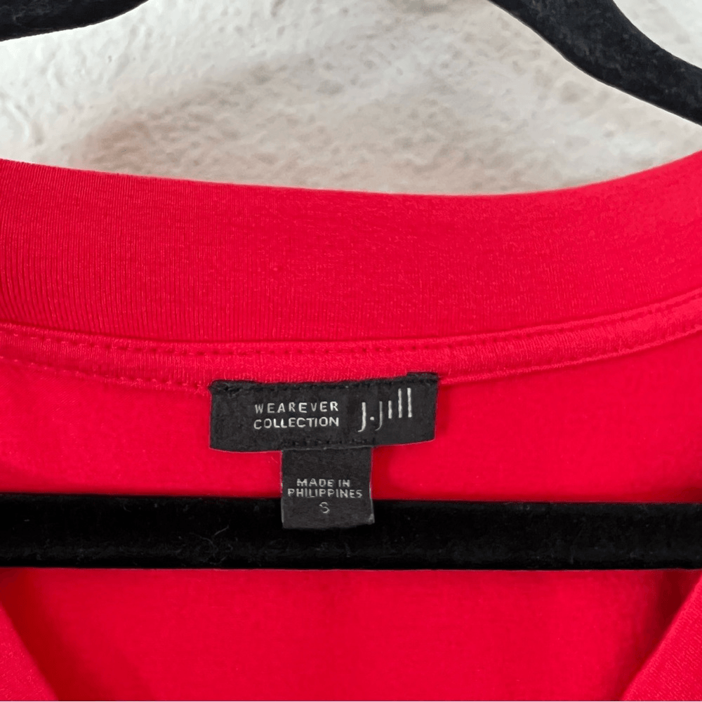 J. Jill Wearever Collection V-Neck Mini T-shirt Dress Short Sleeve Red Small