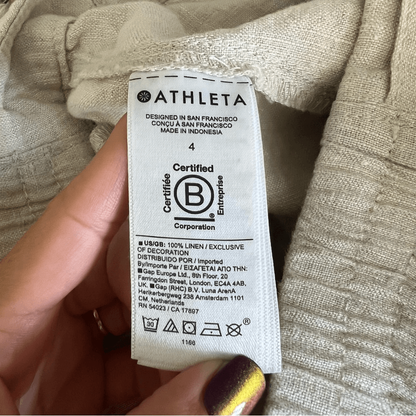 Athleta Voyager 100% Linen Pants Size 4 Cream Coastal Beach Vacation