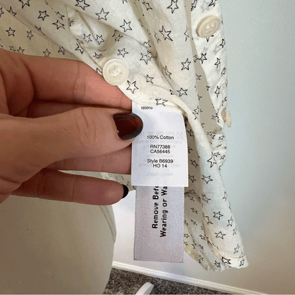 Madewell Star Print Button Down Shirt Size Small Beige