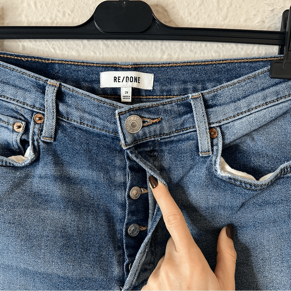 RE/DONE High Waisted Button Fly Debim Jeans Size 29 Medium Wash