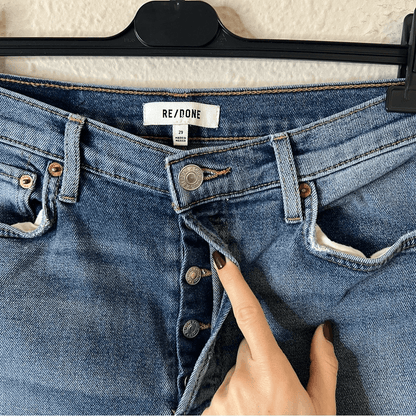 RE/DONE High Waisted Button Fly Debim Jeans Size 29 Medium Wash
