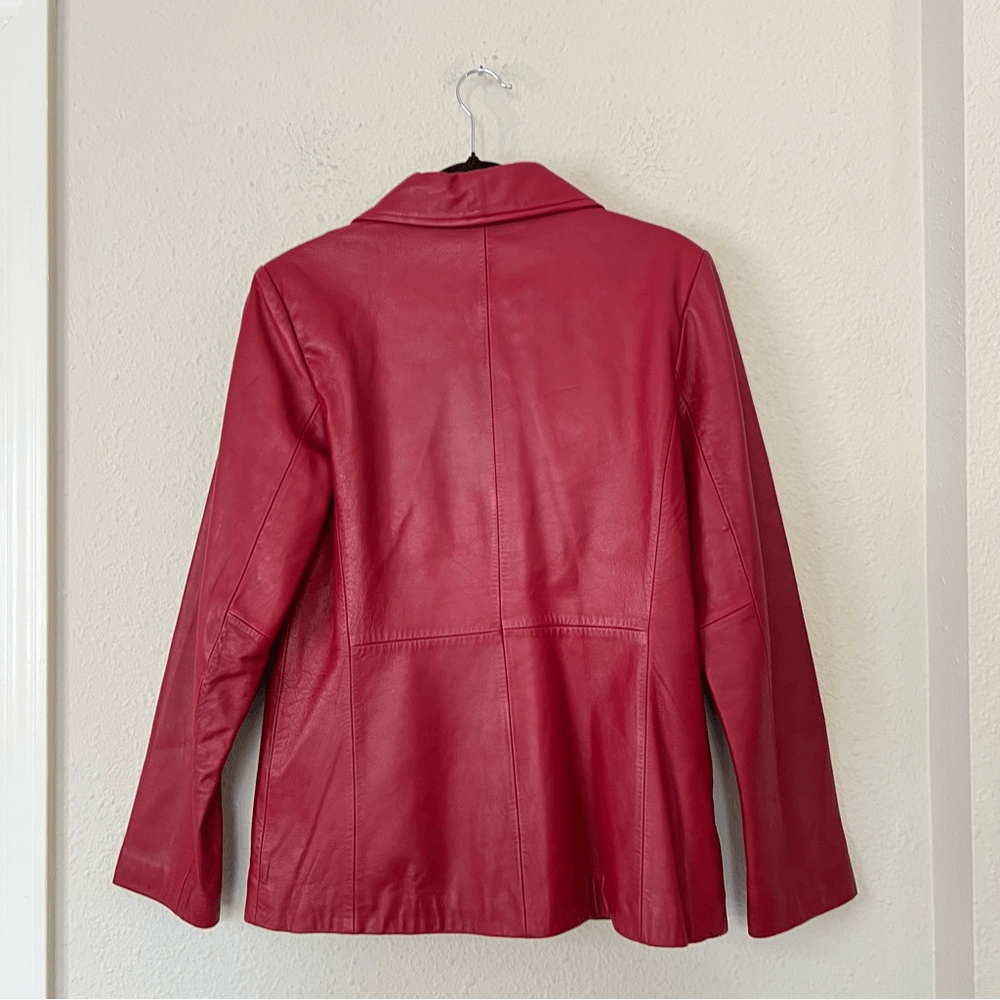 SIENA 100% Leather Red Blazer Jacket| Size 6