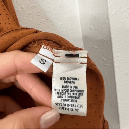 Cloth & Stone Ruffle Long Sleeve Blouse Size Small Dotted