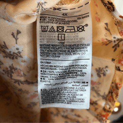 Old Navy Fit and Flare Floral Puff Sleeves Yellow Mini Dress NEW Plus Size 4X