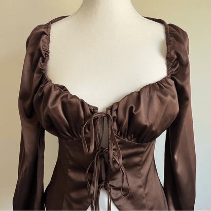 REVOLVE Majorelle Waldorf Top Chocolate Brown Size Small
