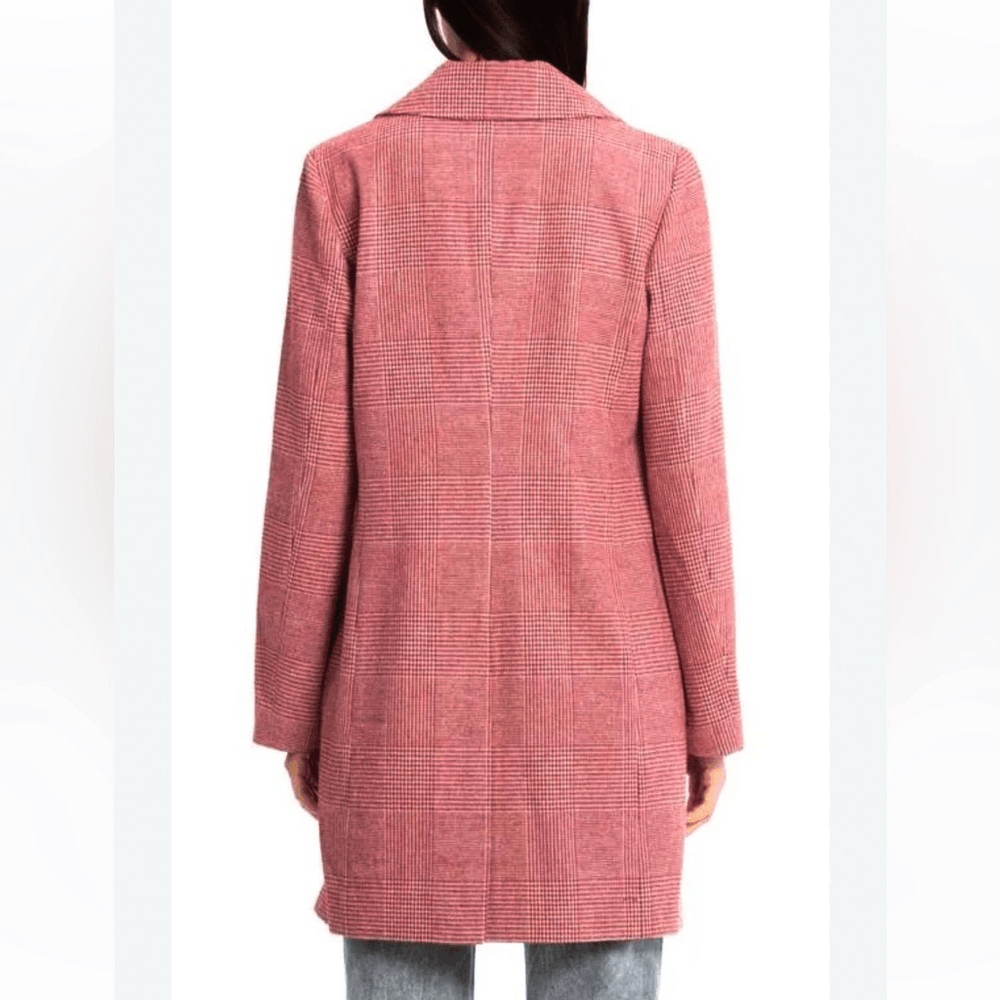 Anthropologie Avec Les Filles Red Houndstooth Plaid Longline Blazer NEW Size XL