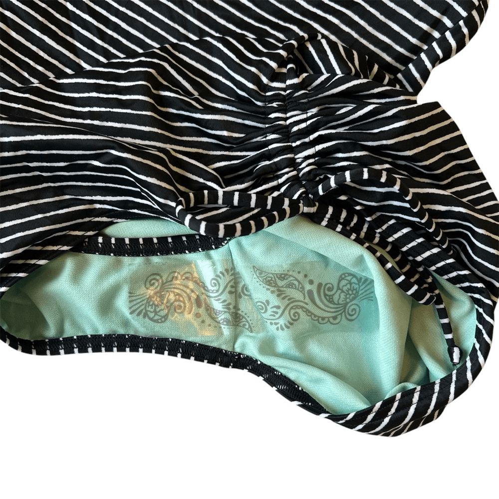 Prana Moorea Striped One Piece Swimsuit NEW Size XL Black White