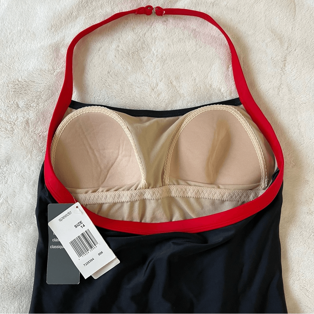 Speedo Onepiece Swimsuit Black NEW Size 14