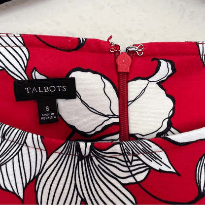 TALBOTS Red Floral Sleeveless Fit & Flare Mini Dress Size Small