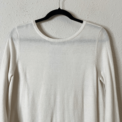 Soft Surroundings Pleated Back  Ecru Ivory Reserva Sweater Tunic Wool Medium