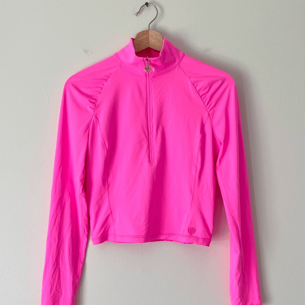 Lilly Pulitzer Luxletic Justine Top Half Zip Cropped Size M UPF 50+ Long Sleeve