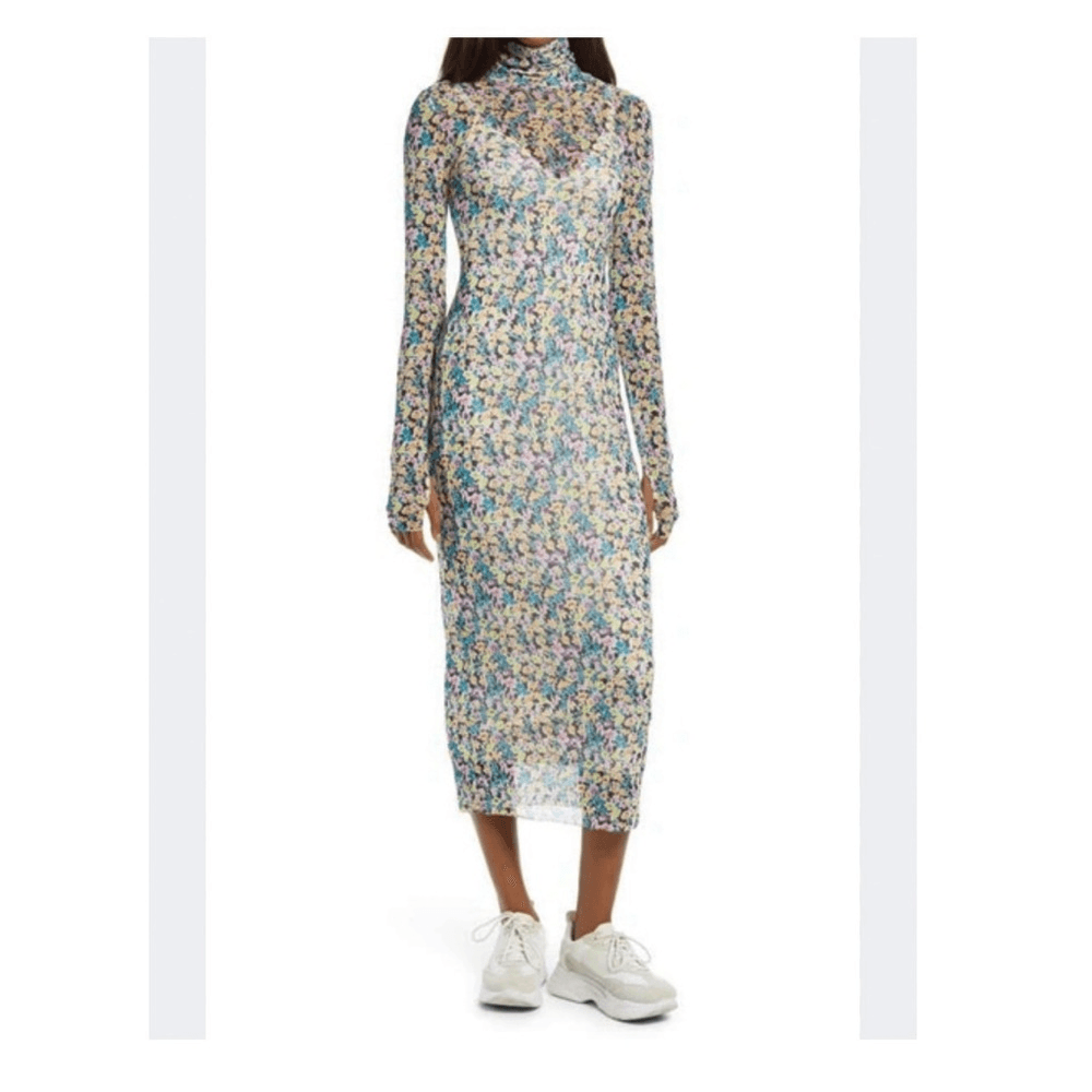 AFRM Shailene Floral Sheer Long Sleeve Dress Size Medium