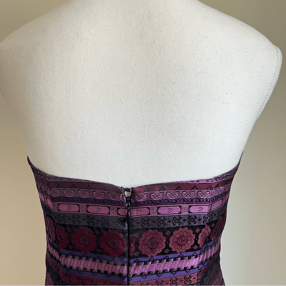 Jessica McClintock Gunne Sax Vintage 1990s Column Brocade Gown Size 5 Strapless