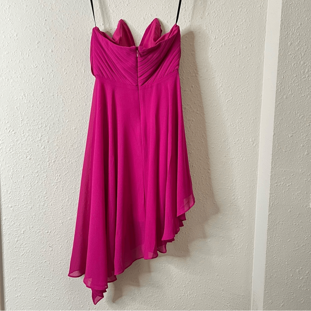 Michael Costello x Revolve Chiffon Strapless Mini Dress in Pink Size XS Barbie