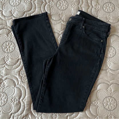 NYDJ Lift Tuck Tech Slim Straight Jeans in Black Size 14