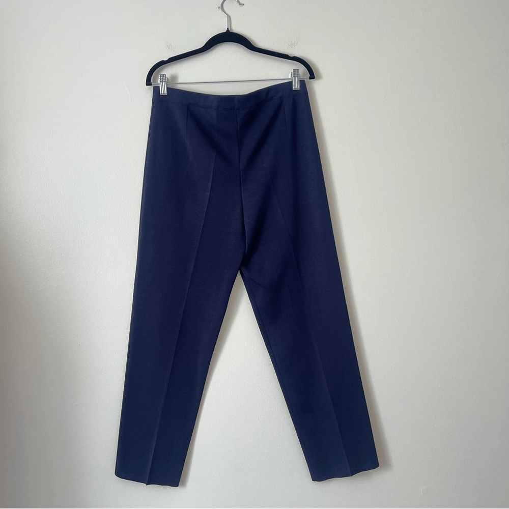 Ming Wang Straight Leg Knit Pull on Pants Navy Blue Size Large Petite