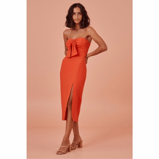Finders Keepers Chiquita Strapless Midi Dress NEW Size XS Orange