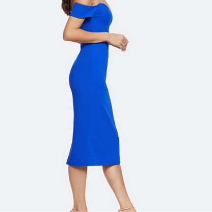 Dress the Population Bailey Dress in Electric Blue Size Small Off the Shoulder
