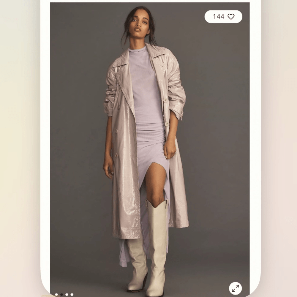 Anthropologie Maeve Patent Faux Leather Trench Coat NEW Size Medium