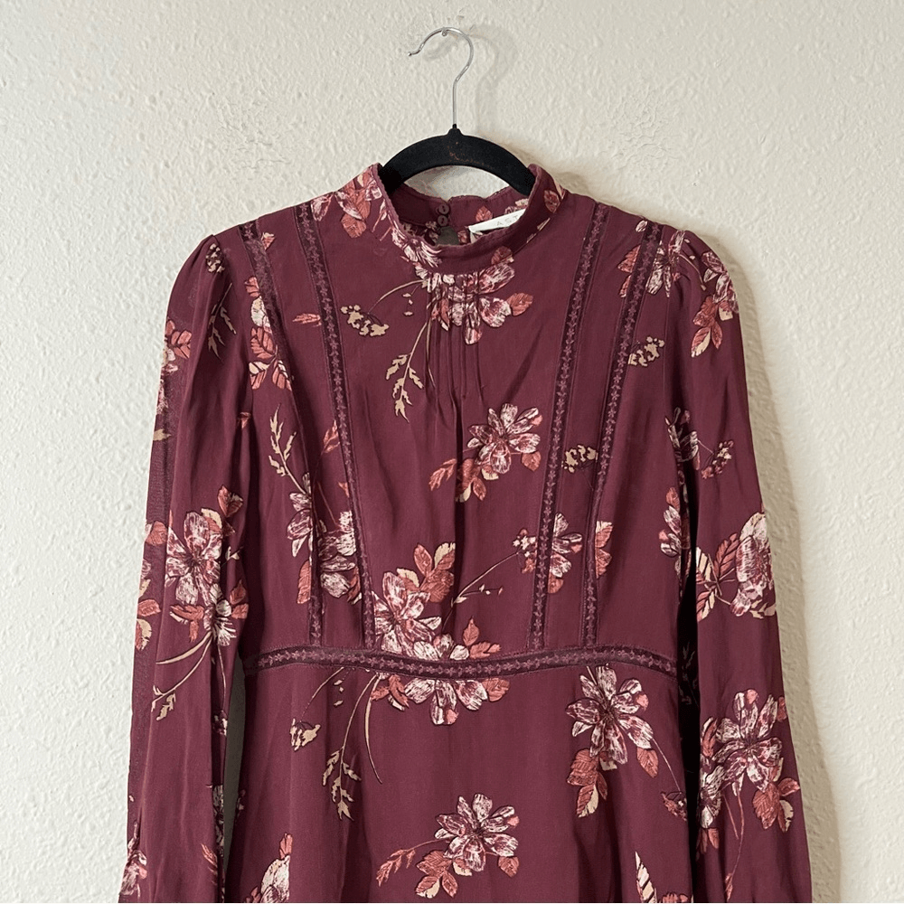 ATSR The Label Kirsten Floral Mini Dress A-Line Fit & Flare Size S Long  Sleeve