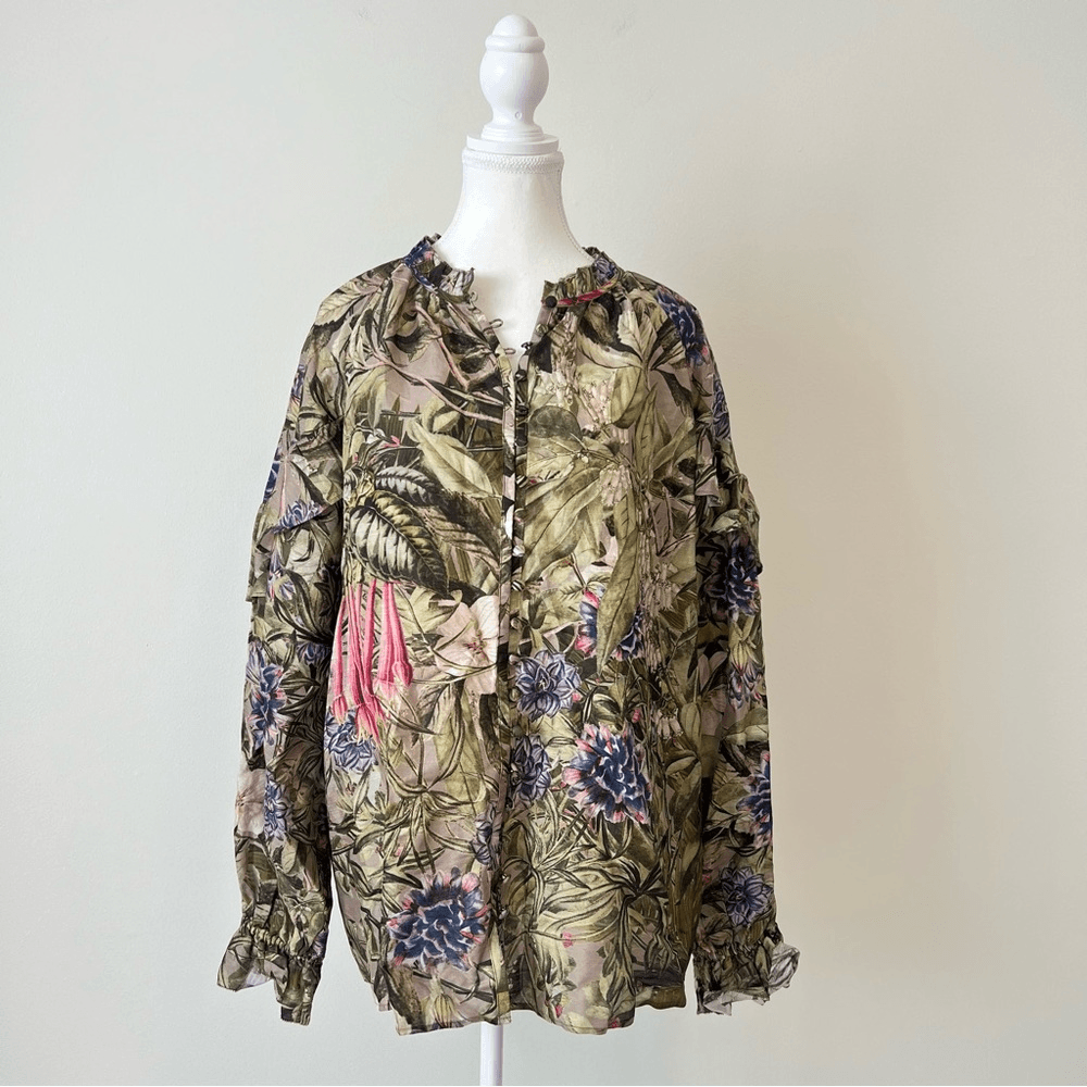 Los Angeles Atelier & Other Stories Voluminous Frilled Blouse Large Linen