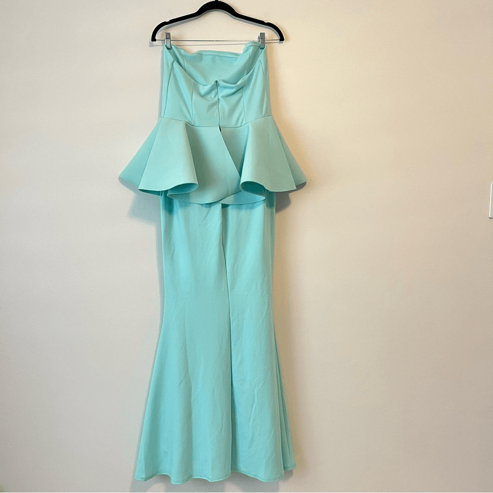 Club L London Louisiana Mint Bandeau Peplum Maxi Dress NEW Size US 10