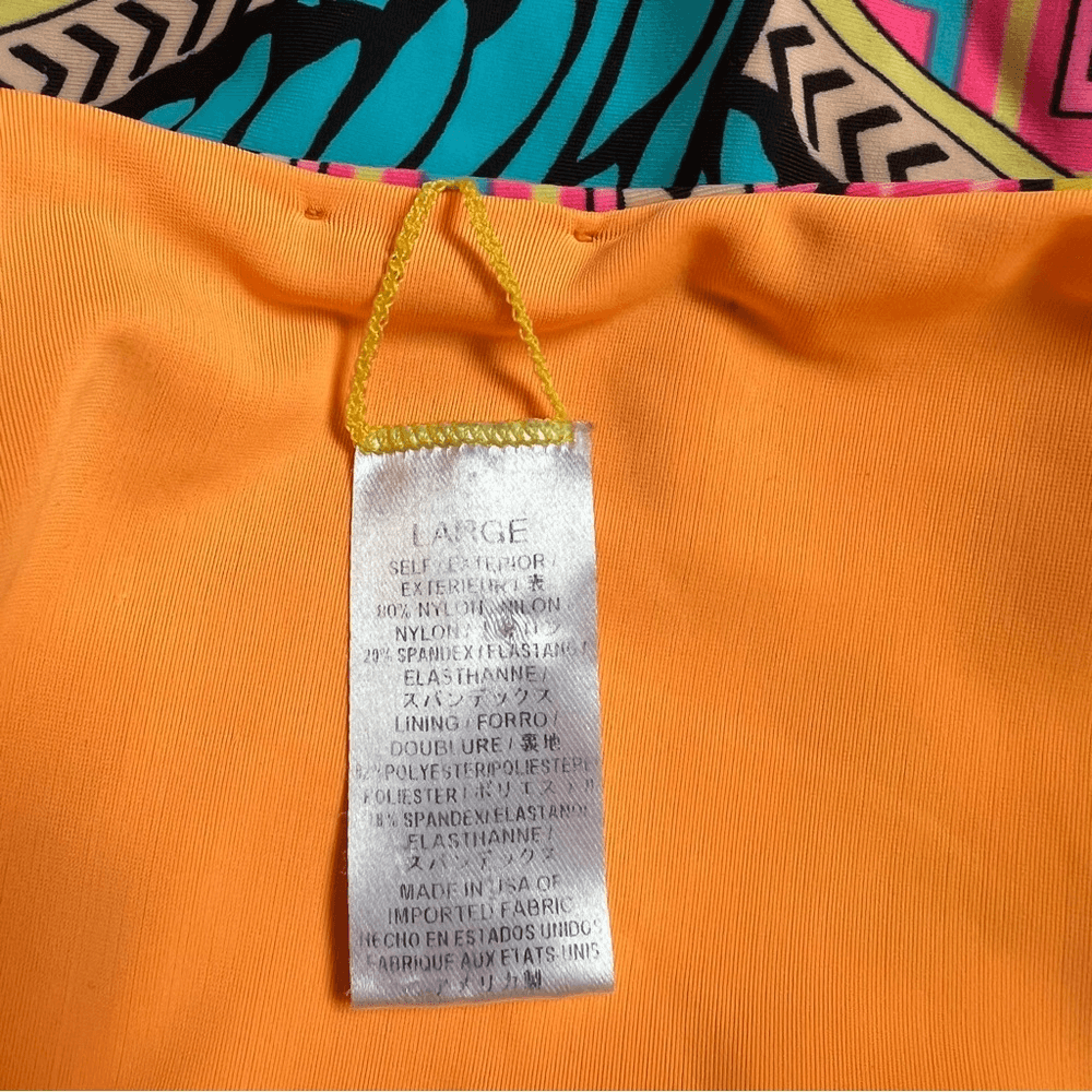 Mara Hoffman Parrot Tropical One Piece Swimsuit Size Large Cutout Pink Yellow