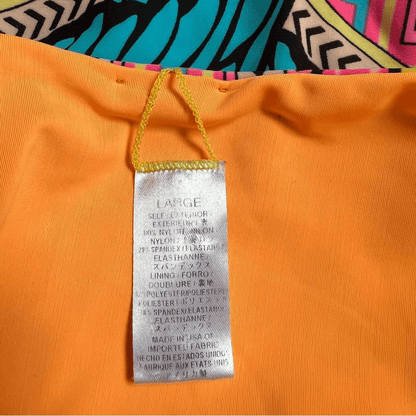 Mara Hoffman Parrot Tropical One Piece Swimsuit Size Large Cutout Pink Yellow