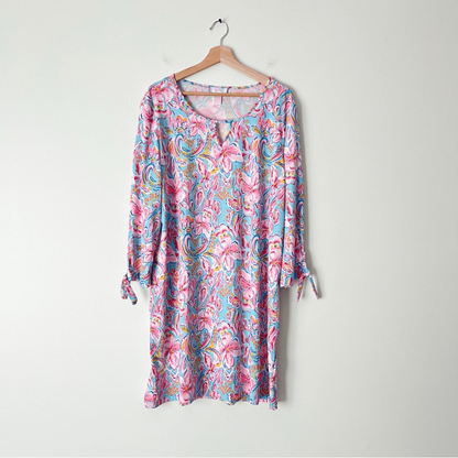 Stella Parker Bayou Blooms UPF50 Tunic Dress NEW Size XXL Pink Blue Floral Beach