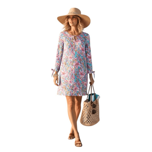 Stella Parker Bayou Blooms UPF50 Tunic Dress NEW Size XXL Pink Blue Floral Beach