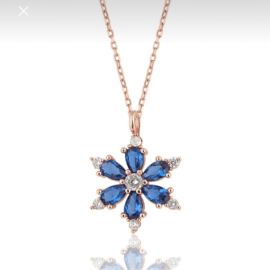 925 Silver Rose Plated Lotus Flower Necklace NEW