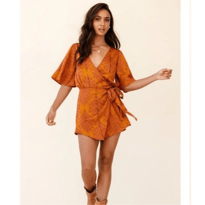 Saints and Secrets NADI V-Neck Wrap Romper Size Small