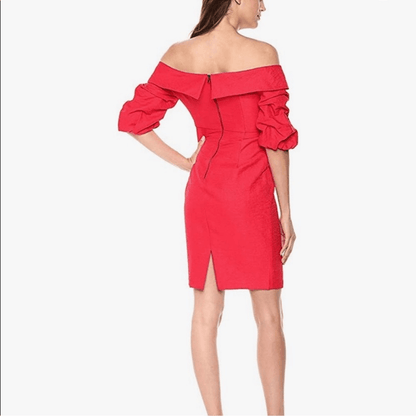 Bardot Devlin Twist Mini Dress in Lipstick Red Size 10 / L Off The Shoulder