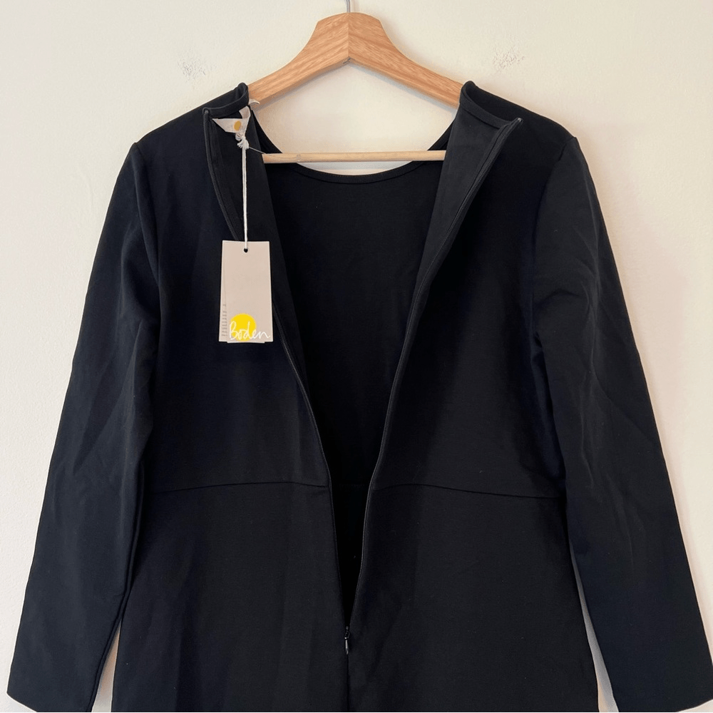 Boden Black Column Midi Dress NEW Size 12 Petite Long Sleeve