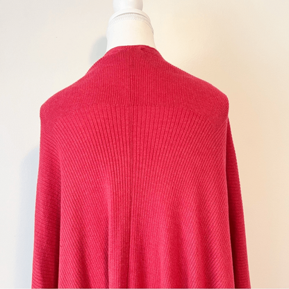 J. Jill  Ribbed Wrap Shawl Sweater Poncho One Size Pink Cotton Blend