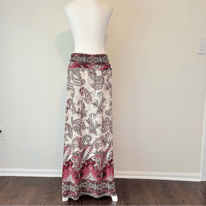 Paisley Floral Stretchy Jersey Pull on Maxi Skirt Plus Size 18/20W