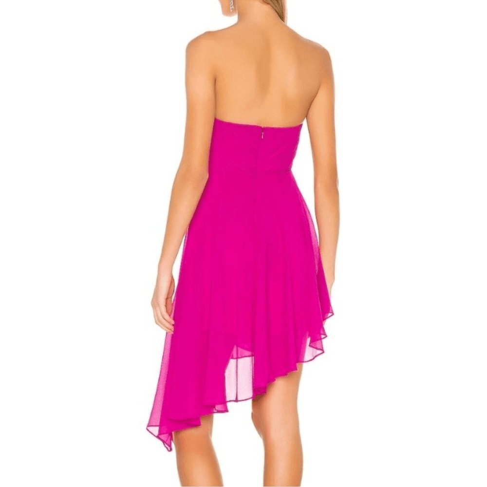 Michael Costello x Revolve Chiffon Strapless Mini Dress in Pink Size XS Barbie