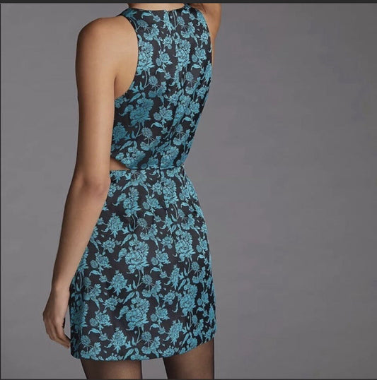 Anthropologie Hutch Floral Jacquard Cut-Out Mini Dress NEW Size 10