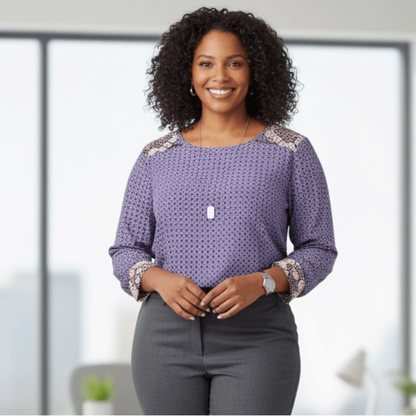 Loft Plus Printed Long Sleeve Blouse Size 20 in Purple