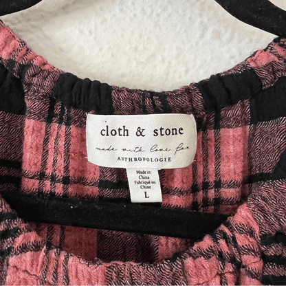 Anthropologie Cloth & Stone Daia Plaid Mini Dress Size Large (Missing Belt)