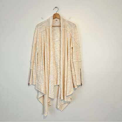 Free People In the Loop Open Front Cardigan in Cream Size Small