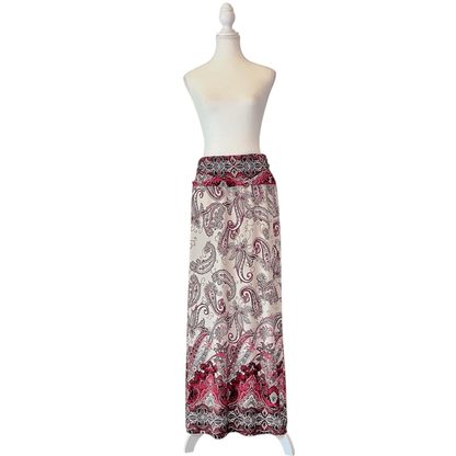 Paisley Floral Stretchy Jersey Pull on Maxi Skirt Plus Size 18/20W