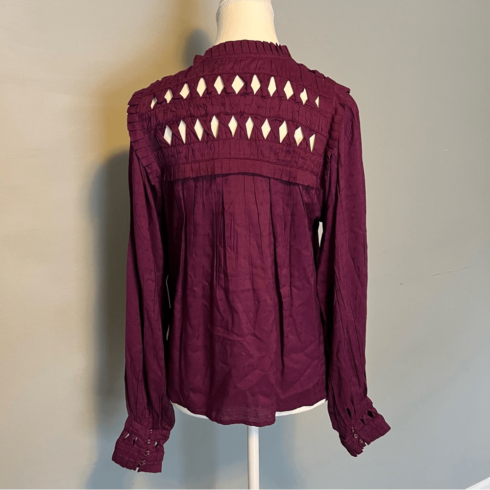 CLEOBELLA Sabella Peasant Blouse in Aubergine NEW Size Small