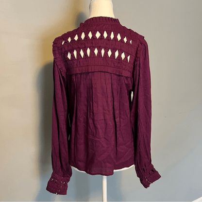 CLEOBELLA Sabella Peasant Blouse in Aubergine NEW Size Small