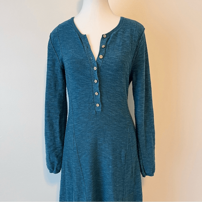 Free People Beach El Topo Sweater Maxi Dress Henley Peacock Plume Long Sleeve S